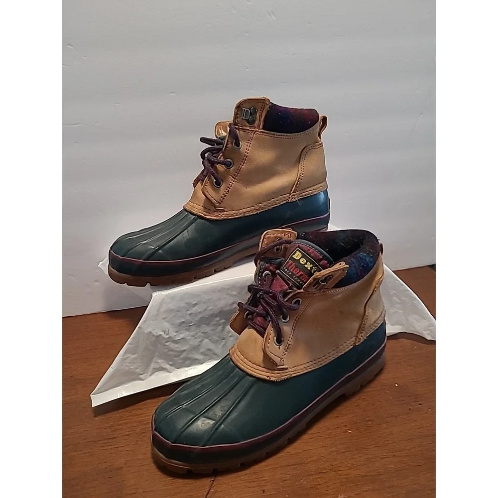Vintage Dexter Duck Boots Brown Leather Thermolite Thin Insulated Booties Size 9